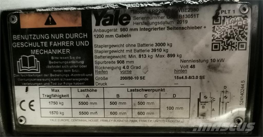 Yale ERP20VT MWB Ηλεκτρικά περονοφόρα ανυψωτικά κλαρκ