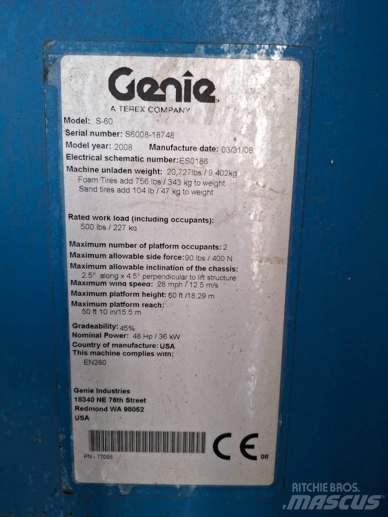 Genie S 60 Ανυψωτήρες με τηλεσκοπικό βραχίονα