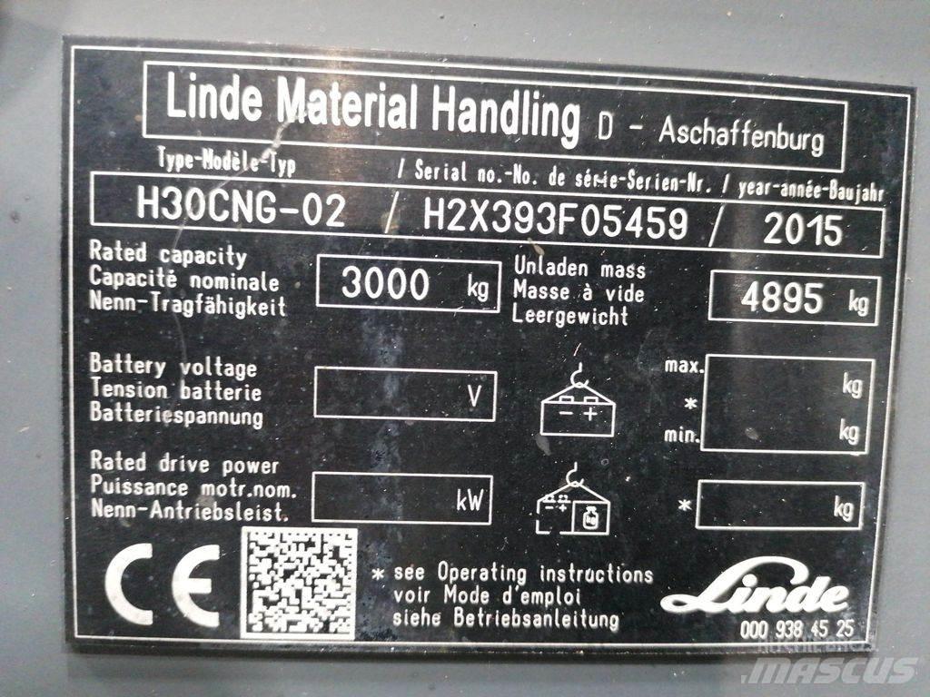 Linde H30T-02 Περονοφόρα ανυψωτικά κλαρκ με φυσικό αέριο LPG