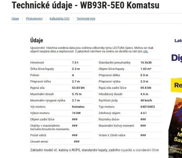 Komatsu WB 93 R Εκσκαφείς Φορτωτές τύπου JCB