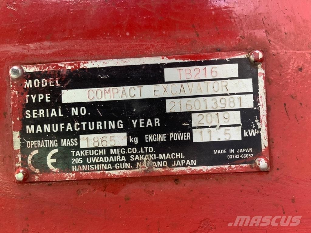 Takeuchi TB 216 Εκσκαφάκι (διαβολάκι) < 7t
