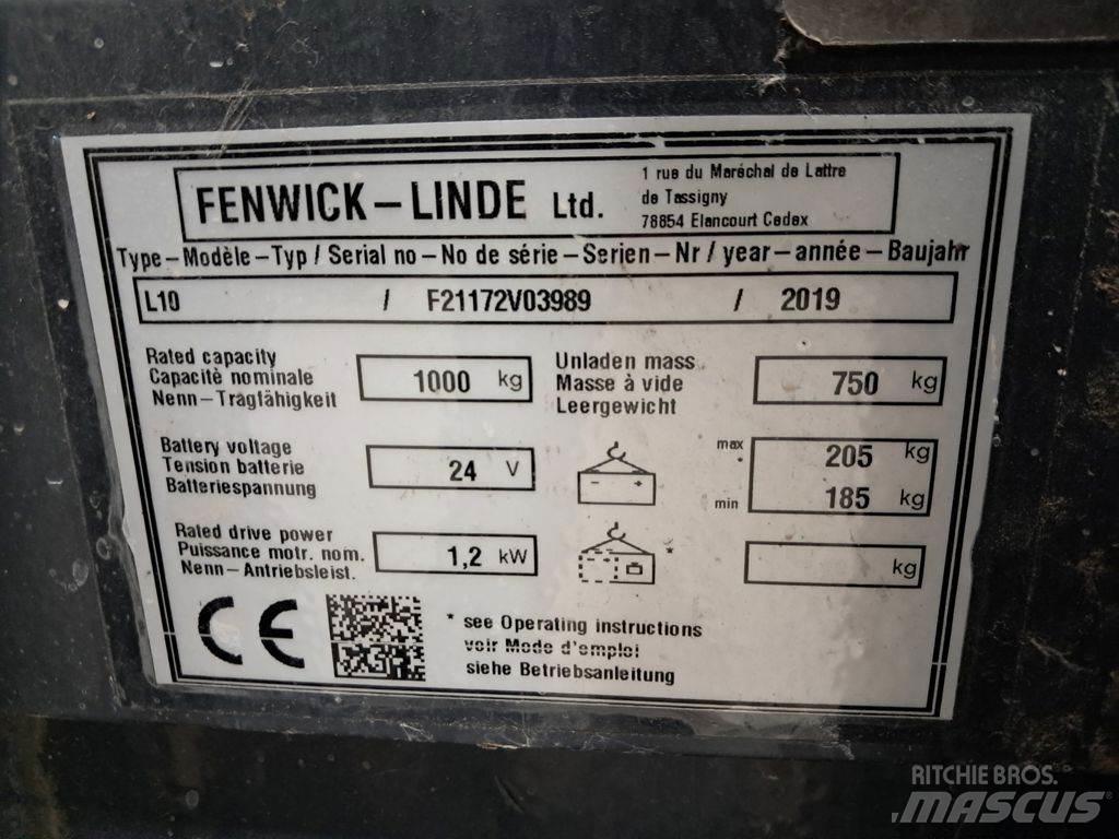 Linde L10 Παλετοφόρα πεζού χειριστή με ιστό