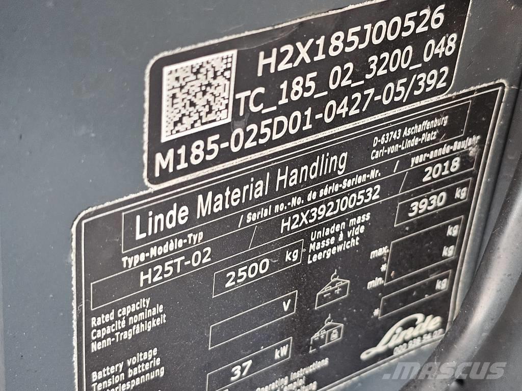 Linde H25T-02 Περονοφόρα ανυψωτικά κλαρκ με φυσικό αέριο LPG