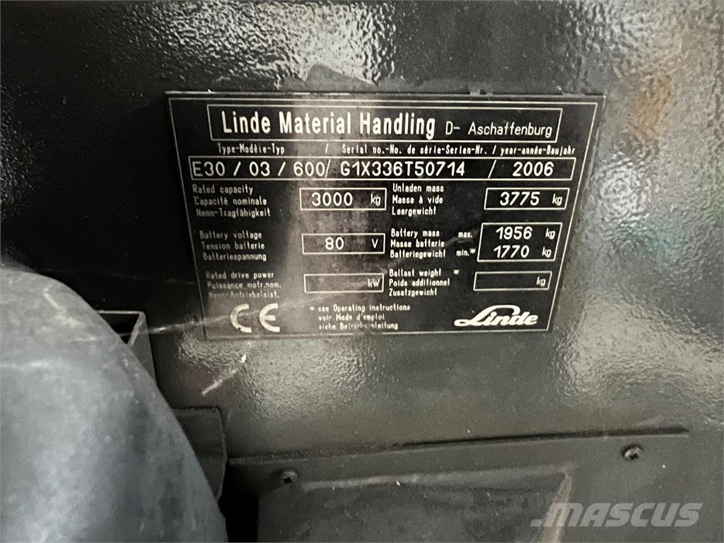 Linde E30 / 03 / 600 Ηλεκτρικά περονοφόρα ανυψωτικά κλαρκ