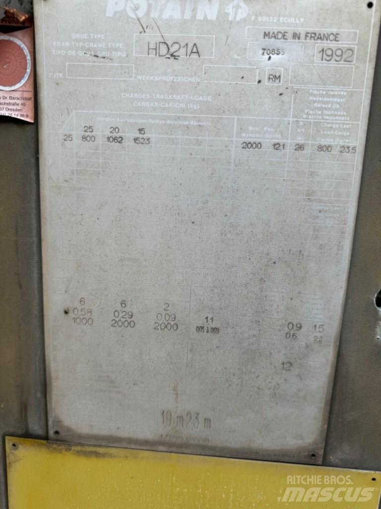 Potain HD 21 A Πυργογερανοί