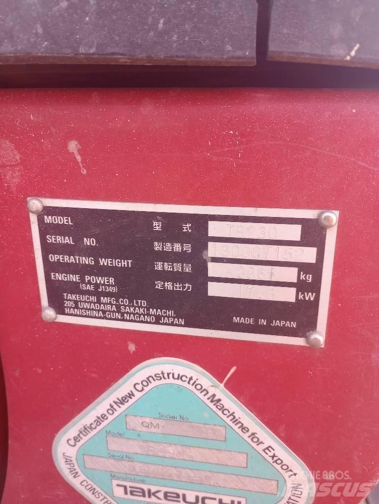 Takeuchi TB230RA Εξαρτήματα και ανταλλακτικά εξοπλισμού γεωτρήσεων