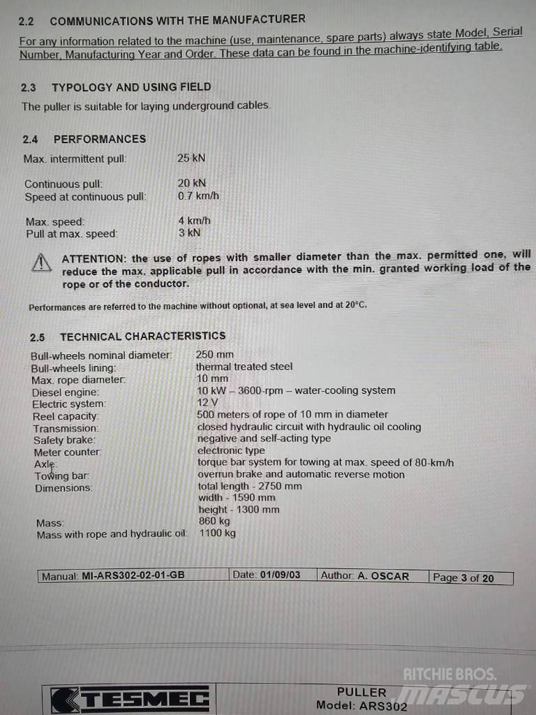 Tesmec ARS 302 Κατασκευές - Άλλα