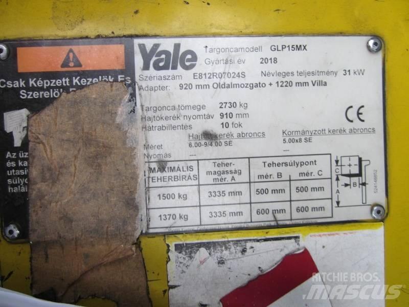 Yale GLP15MX Περονοφόρα ανυψωτικά κλαρκ με φυσικό αέριο LPG