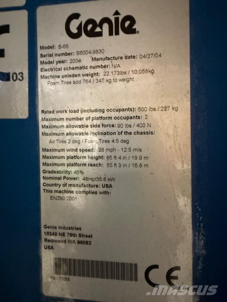 Genie S 65 Ανυψωτήρες με αρθρωτό βραχίονα