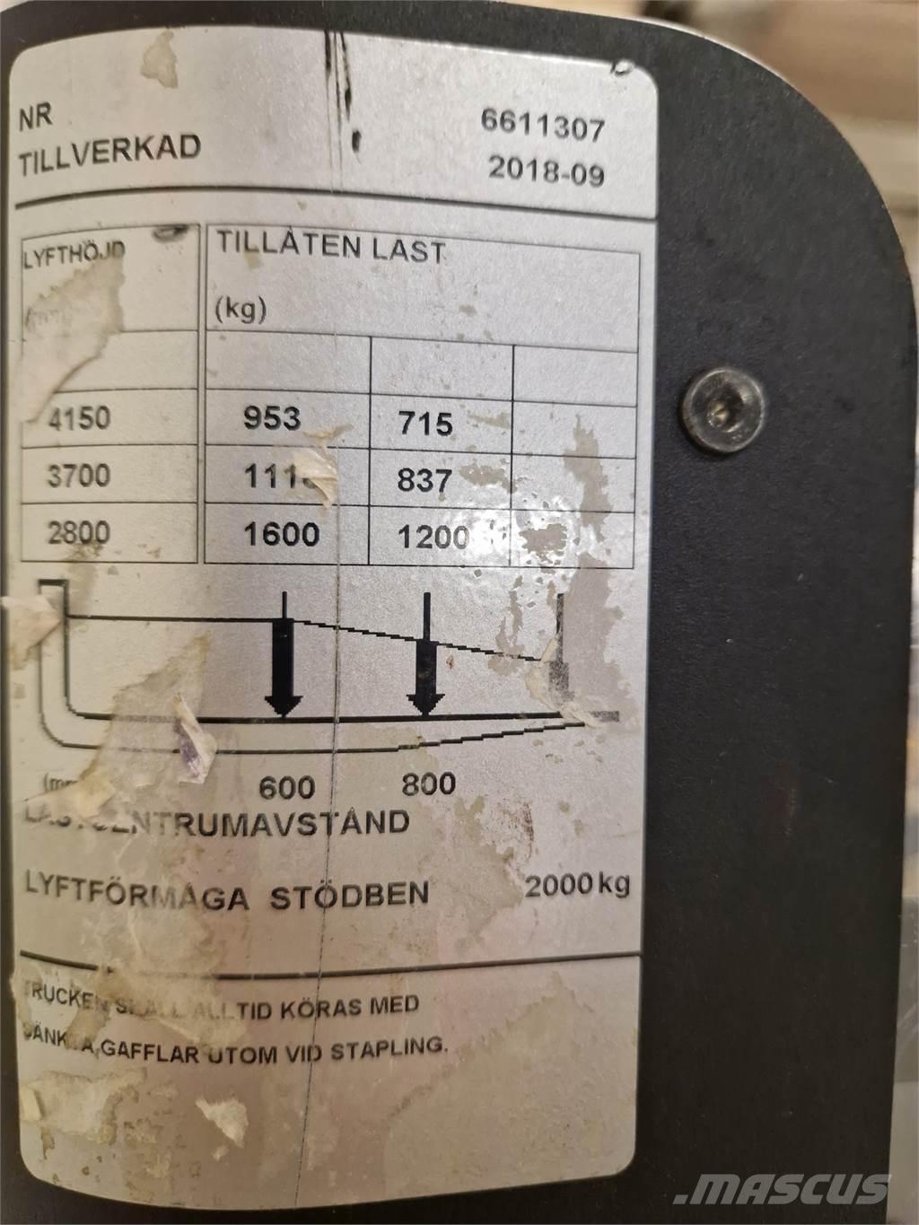 Toyota SPE160L Παλετοφόρα πεζού χειριστή με ιστό