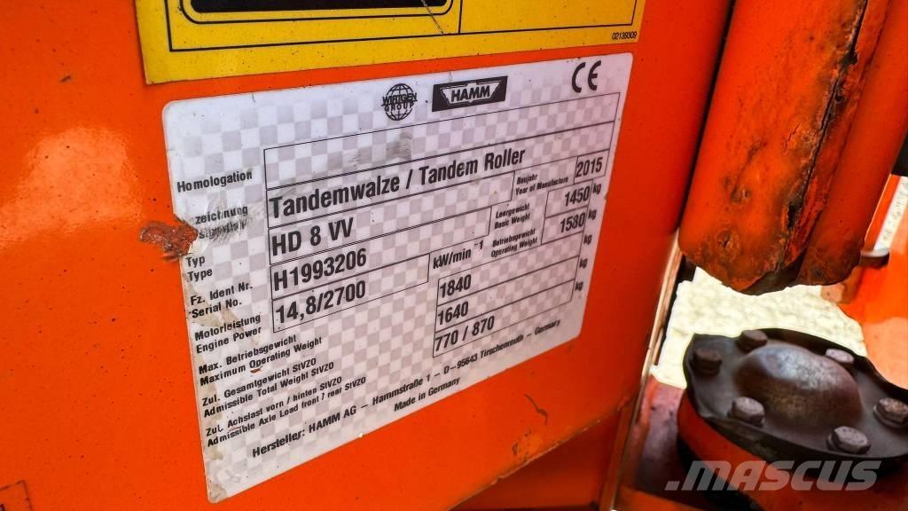 Hamm HD 8 VV Οδοστρωτήρες διπλού κυλίνδρου