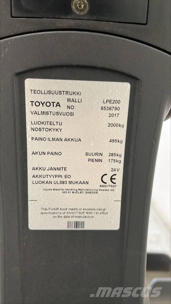Toyota BT LPE 200 Χειροκίνητο περονοφόρο ανυψωτικό με πλατφόρμα