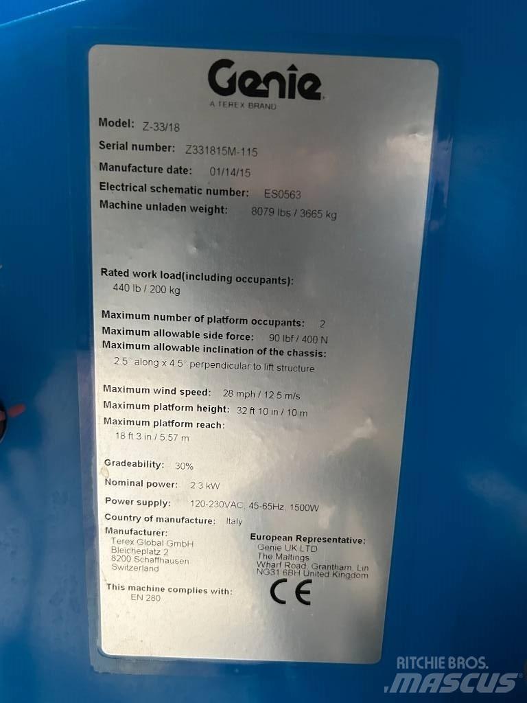 Genie Z 33/18 Ανυψωτήρες με αρθρωτό βραχίονα
