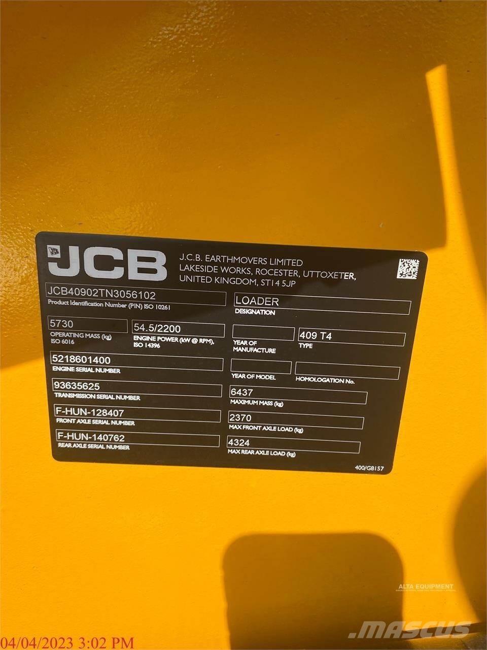 JCB 409 Φορτωτές με λάστιχα (Τροχοφόροι)