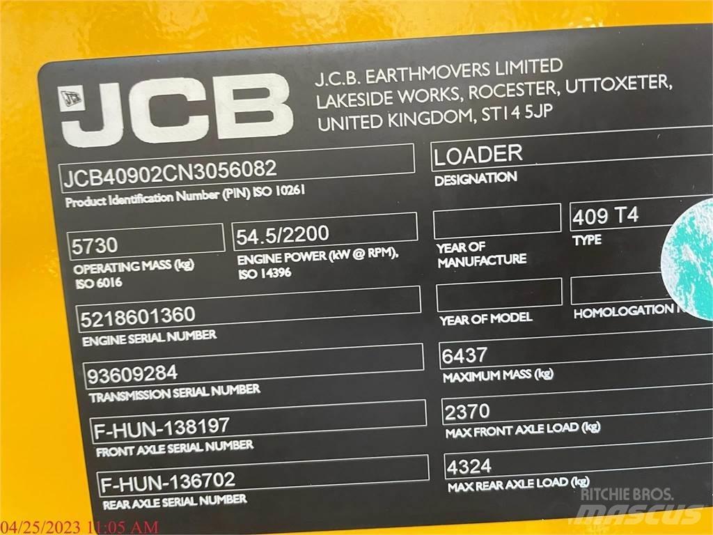 JCB 409 Φορτωτές με λάστιχα (Τροχοφόροι)