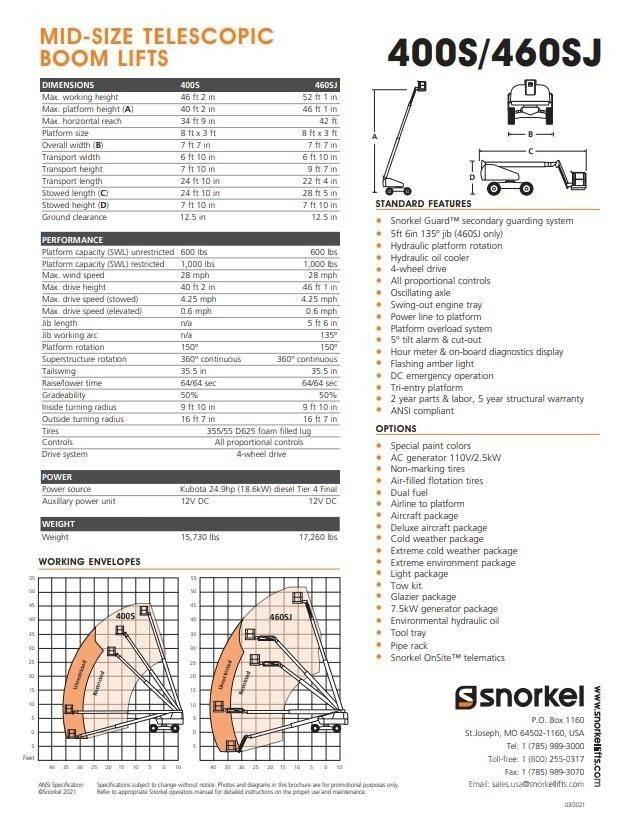 Snorkel 400S Ανυψωτήρες με τηλεσκοπικό βραχίονα