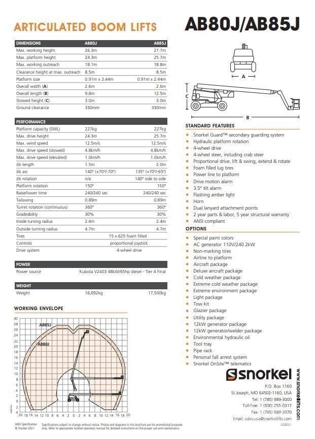 Snorkel AB80J Ανυψωτήρες με αρθρωτό βραχίονα