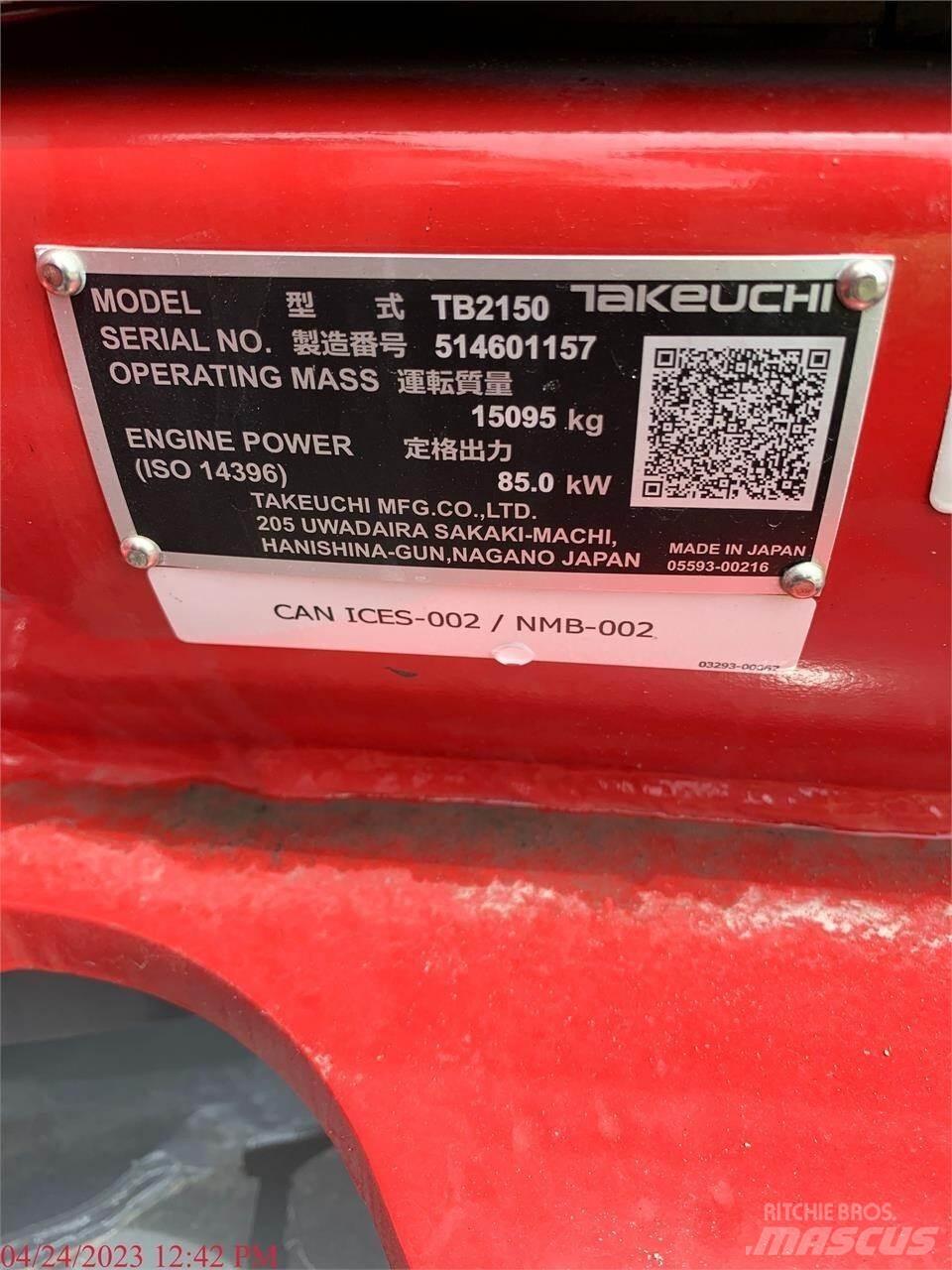 Takeuchi TB2150 Εκσκαφείς με ερπύστριες