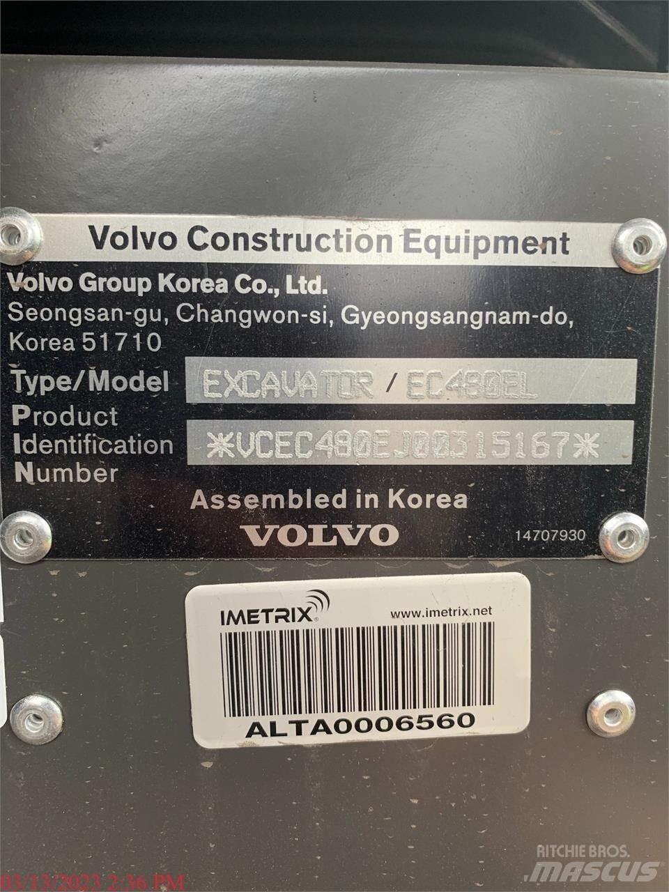 Volvo EC480EL Εκσκαφείς με ερπύστριες