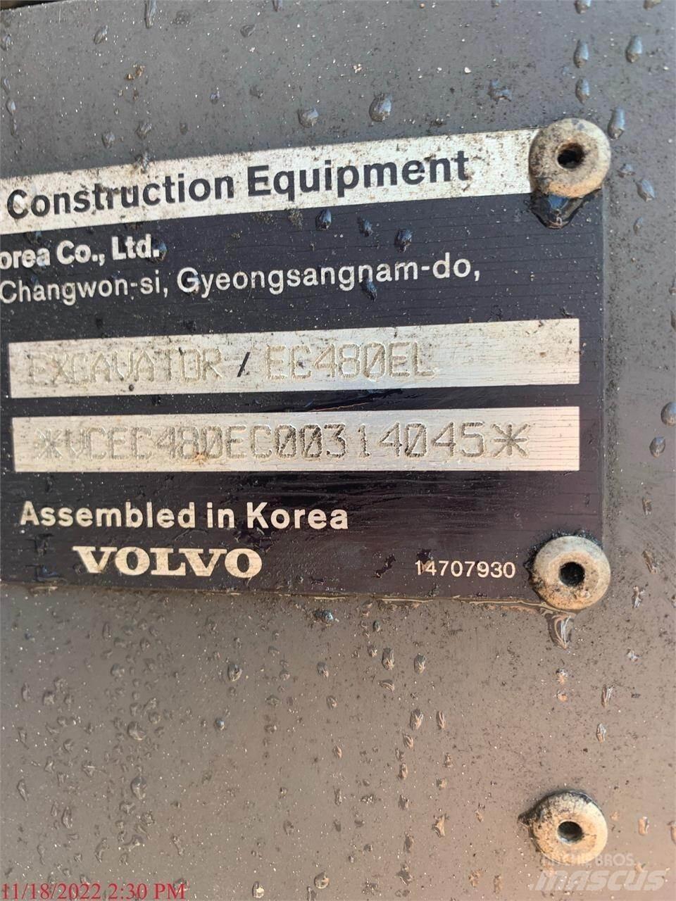 Volvo EC480EL Εκσκαφείς με ερπύστριες