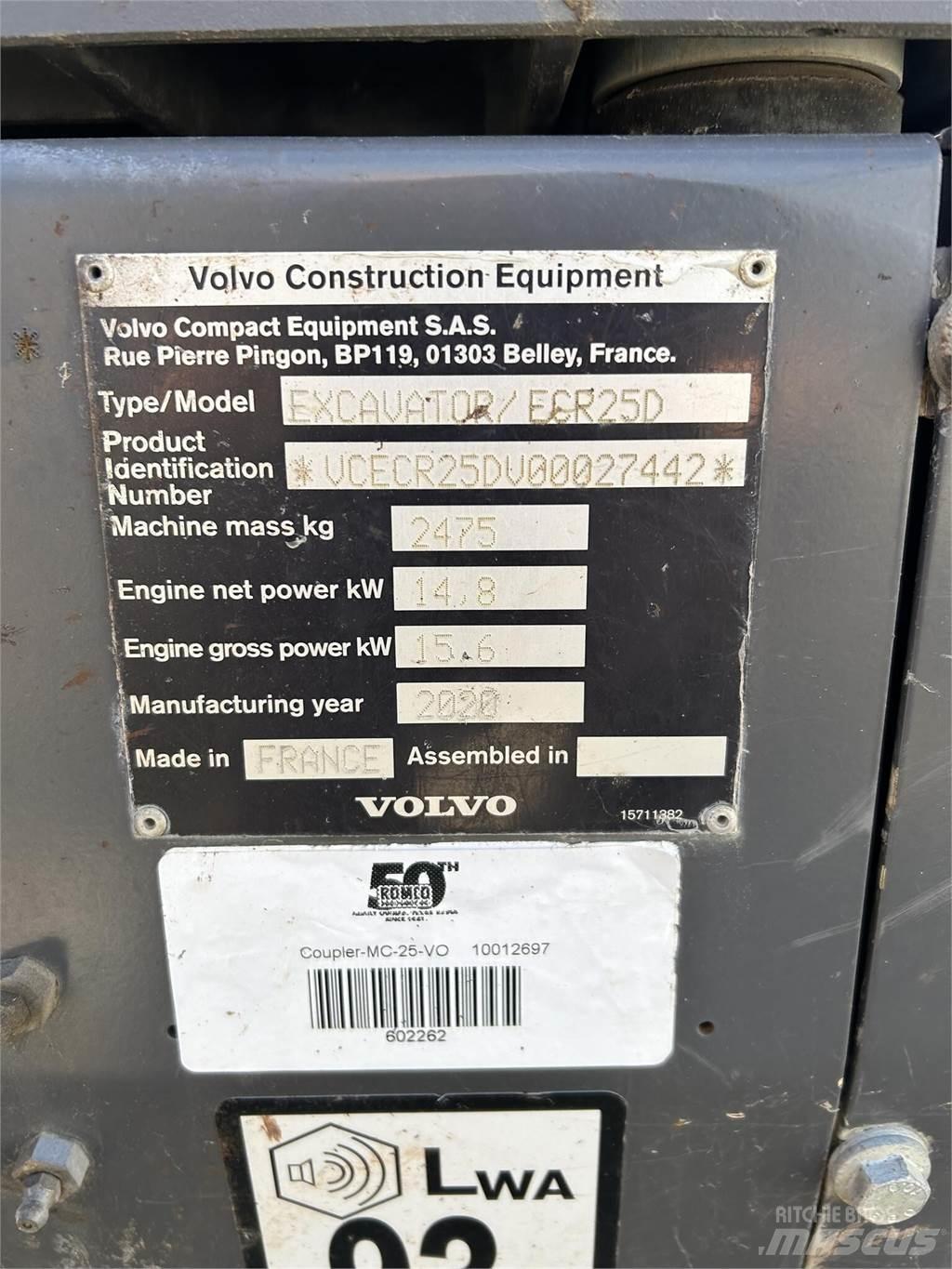 Volvo ECR25D Εκσκαφάκι (διαβολάκι) < 7t