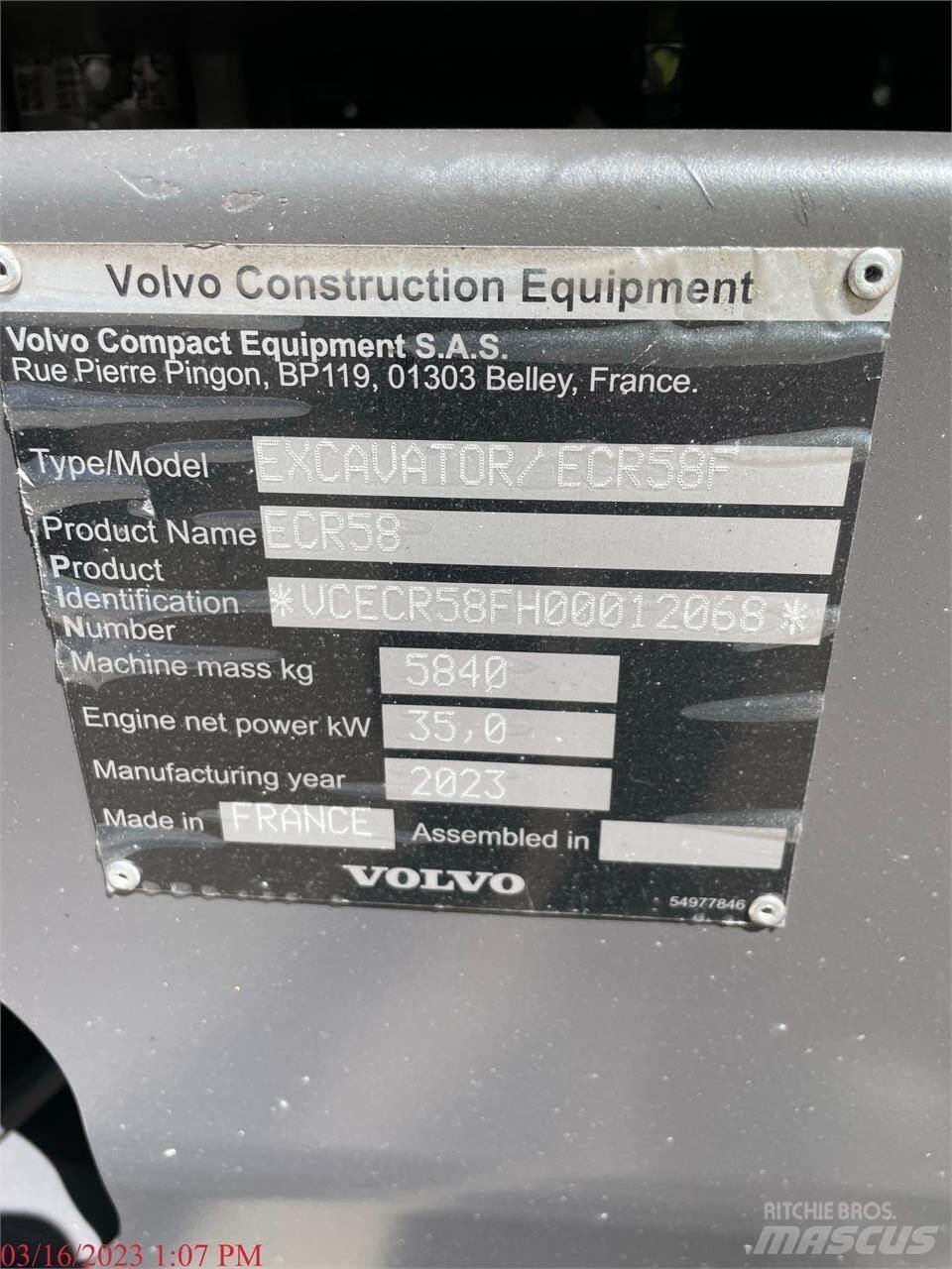 Volvo ECR58F Εκσκαφείς με ερπύστριες