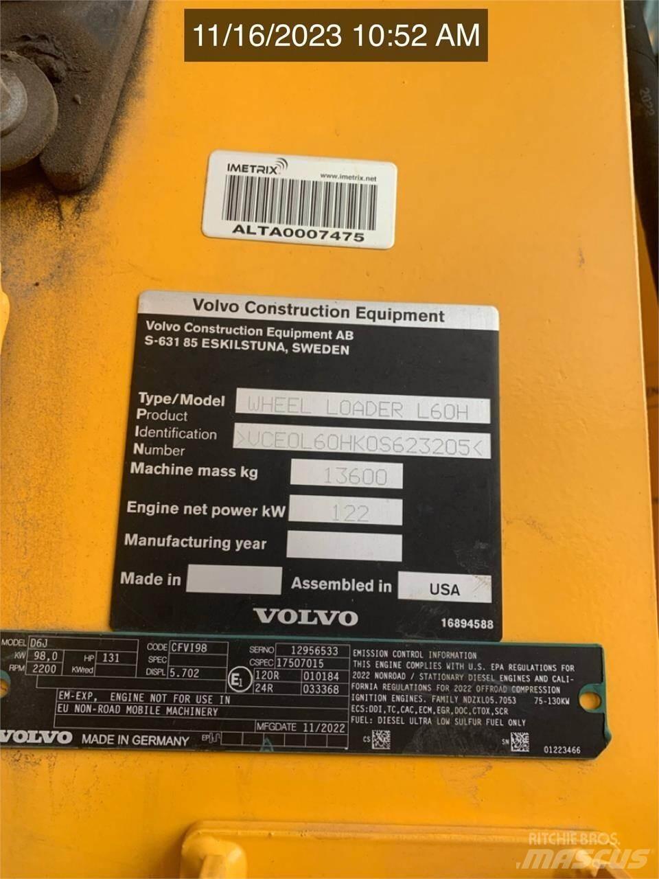 Volvo L60H Φορτωτές με λάστιχα (Τροχοφόροι)