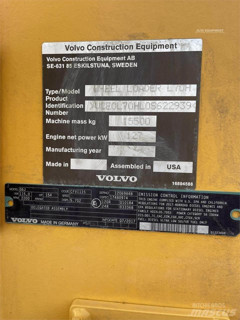 Volvo L70H Φορτωτές με λάστιχα (Τροχοφόροι)