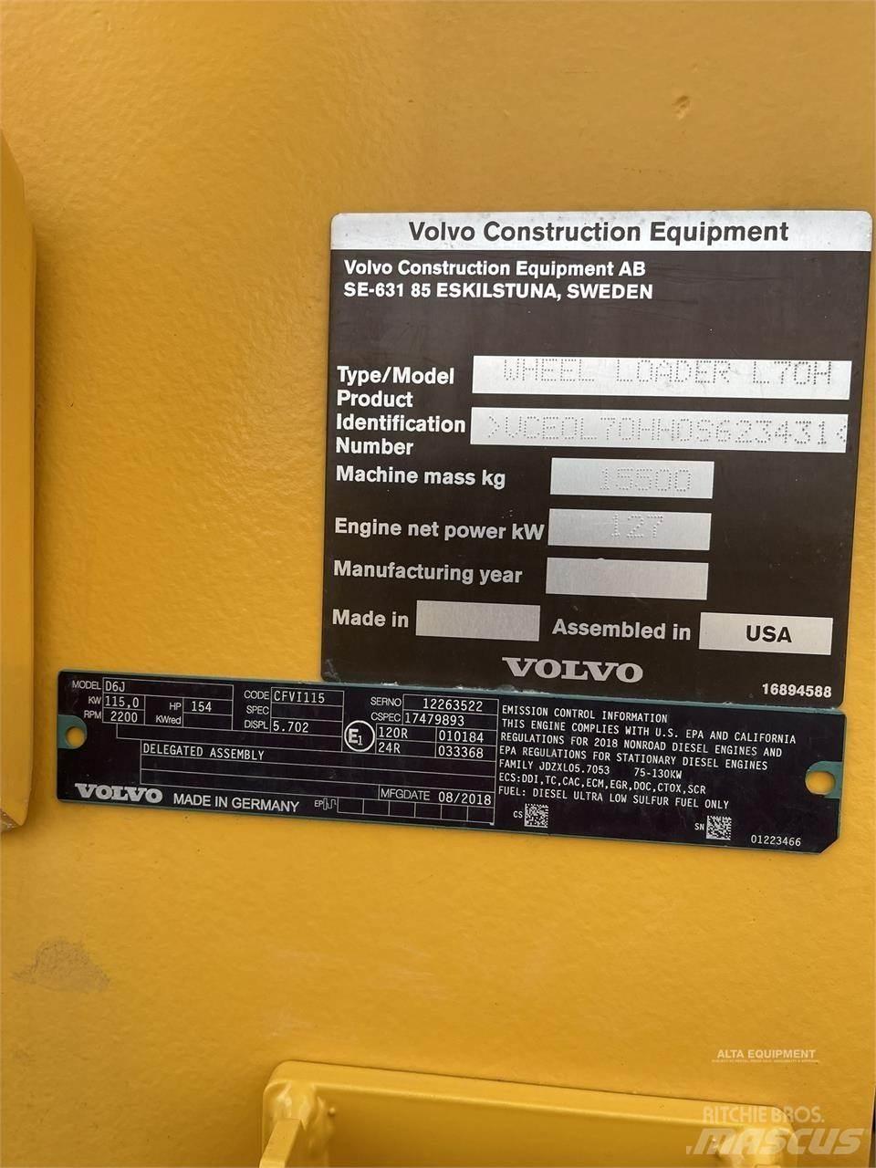 Volvo L70H Φορτωτές με λάστιχα (Τροχοφόροι)