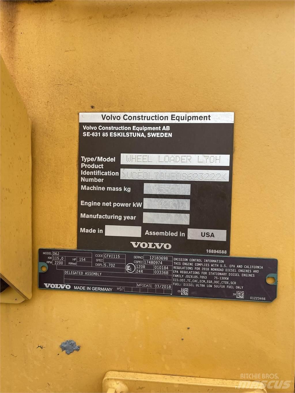 Volvo L70H Φορτωτές με λάστιχα (Τροχοφόροι)