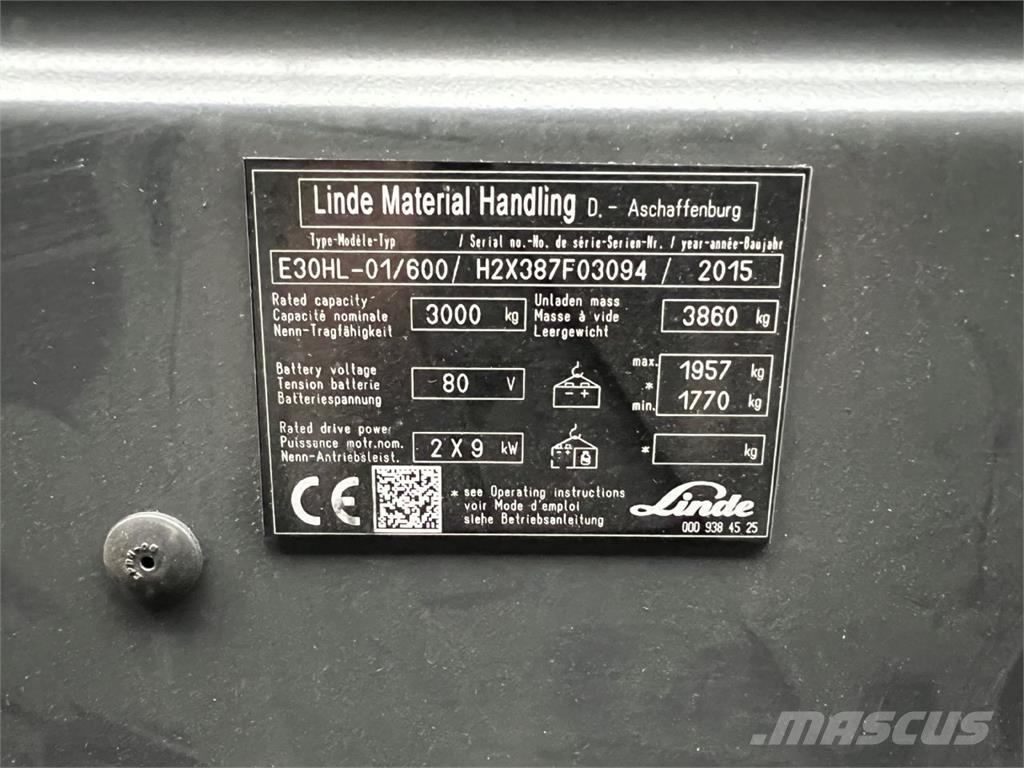 Linde E30/600HL Ηλεκτρικά περονοφόρα ανυψωτικά κλαρκ