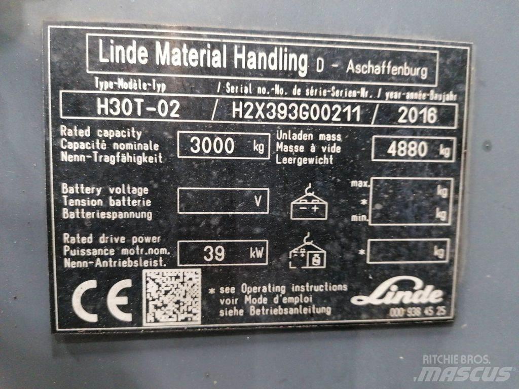 Linde H30T-02 Περονοφόρα ανυψωτικά κλαρκ με φυσικό αέριο LPG