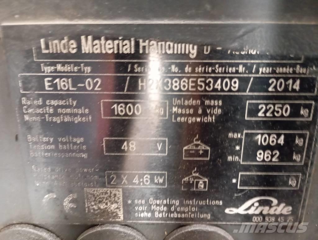 Linde E 16 Ηλεκτρικά περονοφόρα ανυψωτικά κλαρκ