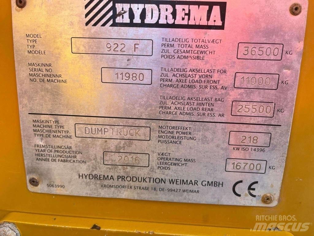 Hydrema 922 F Dumpers εργοταξίου