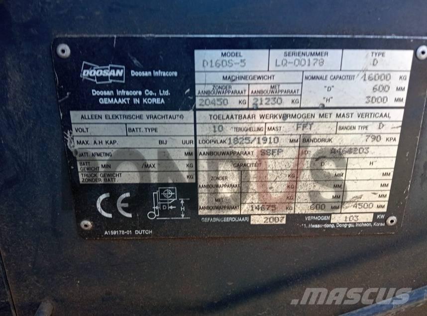 Doosan D160S-5 Πετρελαιοκίνητα Κλαρκ