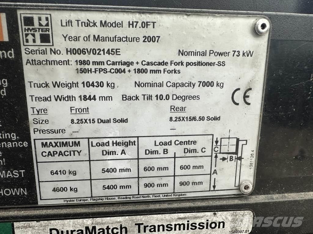 Hyster H7.0FT Περονοφόρα ανυψωτικά κλαρκ με φυσικό αέριο LPG