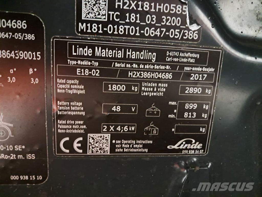 Linde E18-02 Ηλεκτρικά περονοφόρα ανυψωτικά κλαρκ