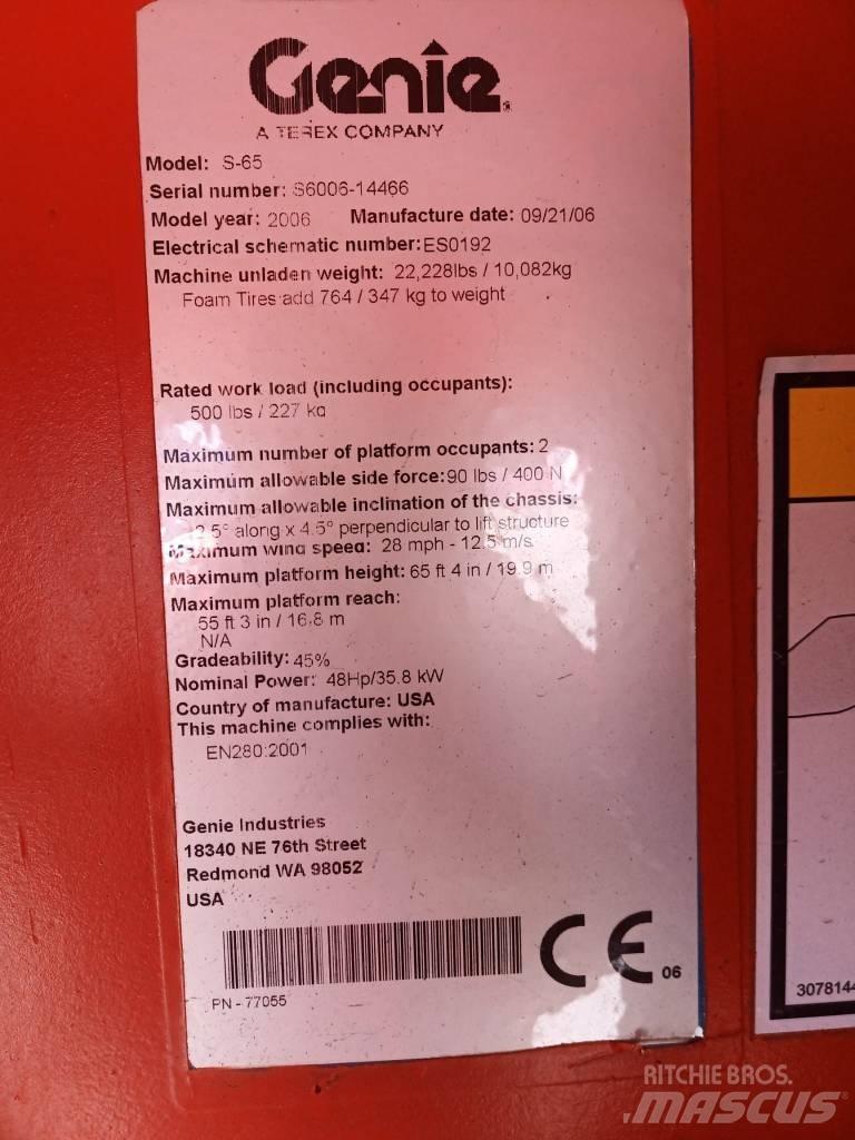 Genie S 65 Ανυψωτήρες με τηλεσκοπικό βραχίονα