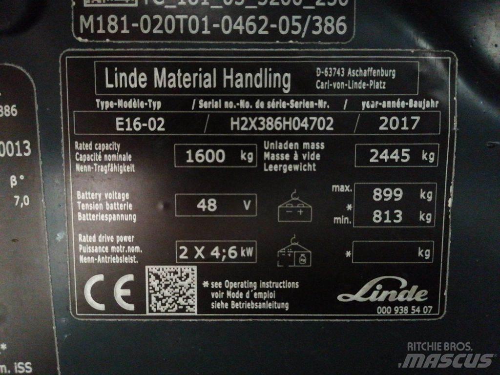 Linde E16-02 Ηλεκτρικά περονοφόρα ανυψωτικά κλαρκ