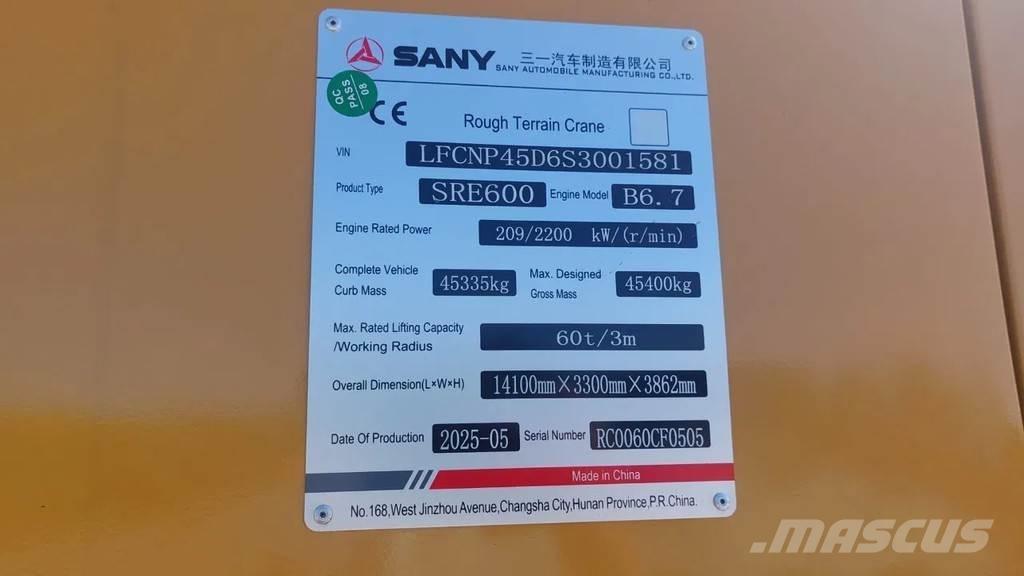 Sany SRE600 Γερανοί ανώμαλου εδάφους