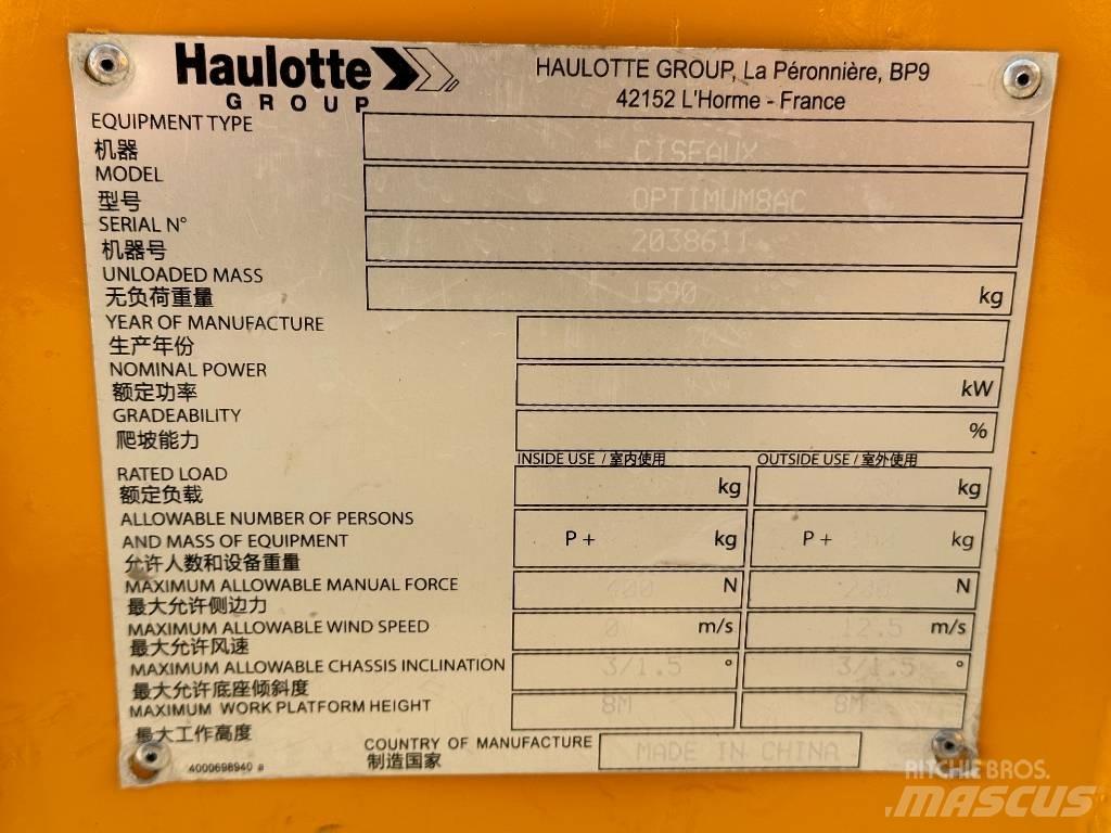 Haulotte OPTIMUM 8 Ανυψωτήρες ψαλιδωτής άρθρωσης
