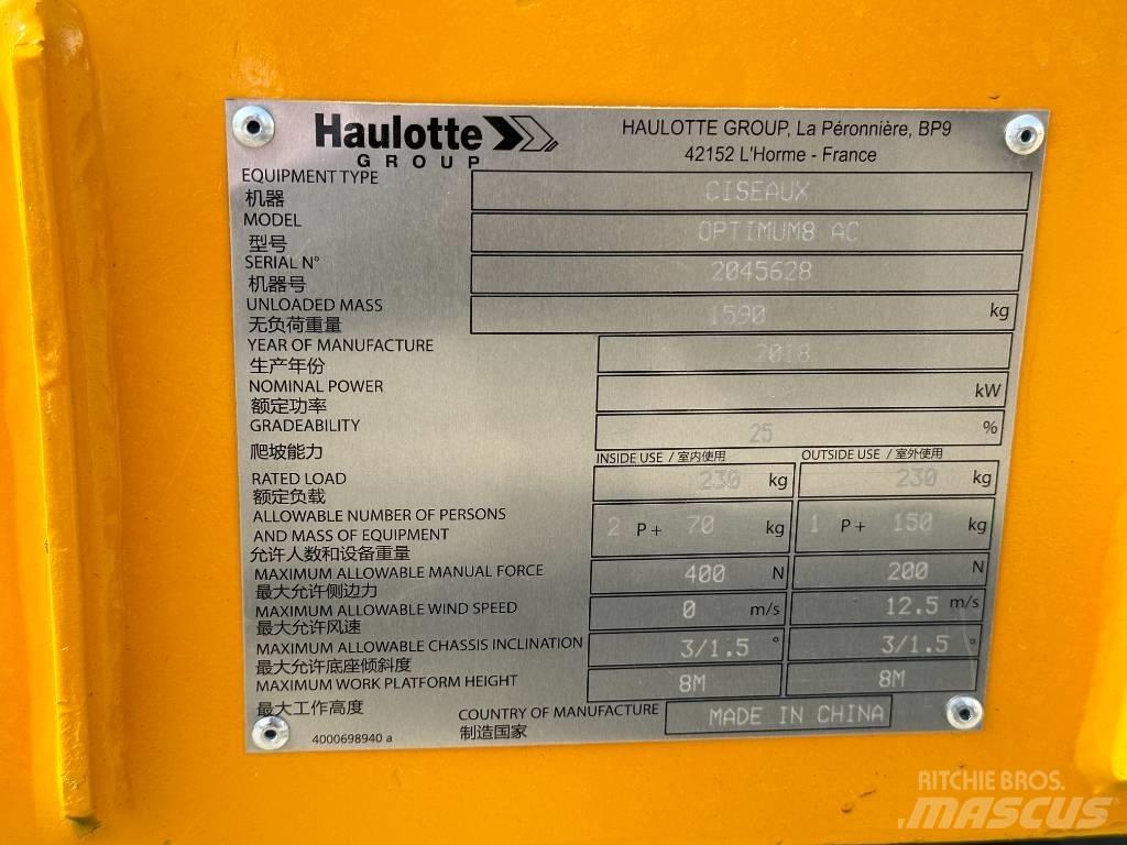 Haulotte OPTIMUM 8 Ανυψωτήρες ψαλιδωτής άρθρωσης