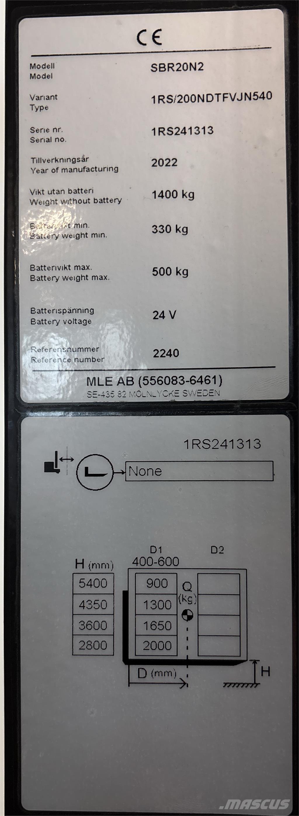 Mitsubishi SBR20N2 Ηλεκτρικά παλετοφόρα με ιστό