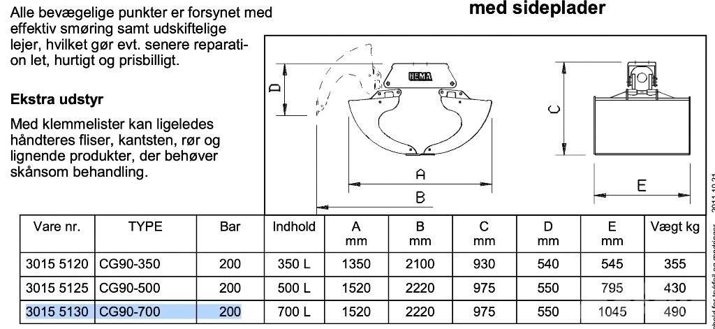 Hema HU90-700 Εξαρτήματα χειρισμού φορτίων