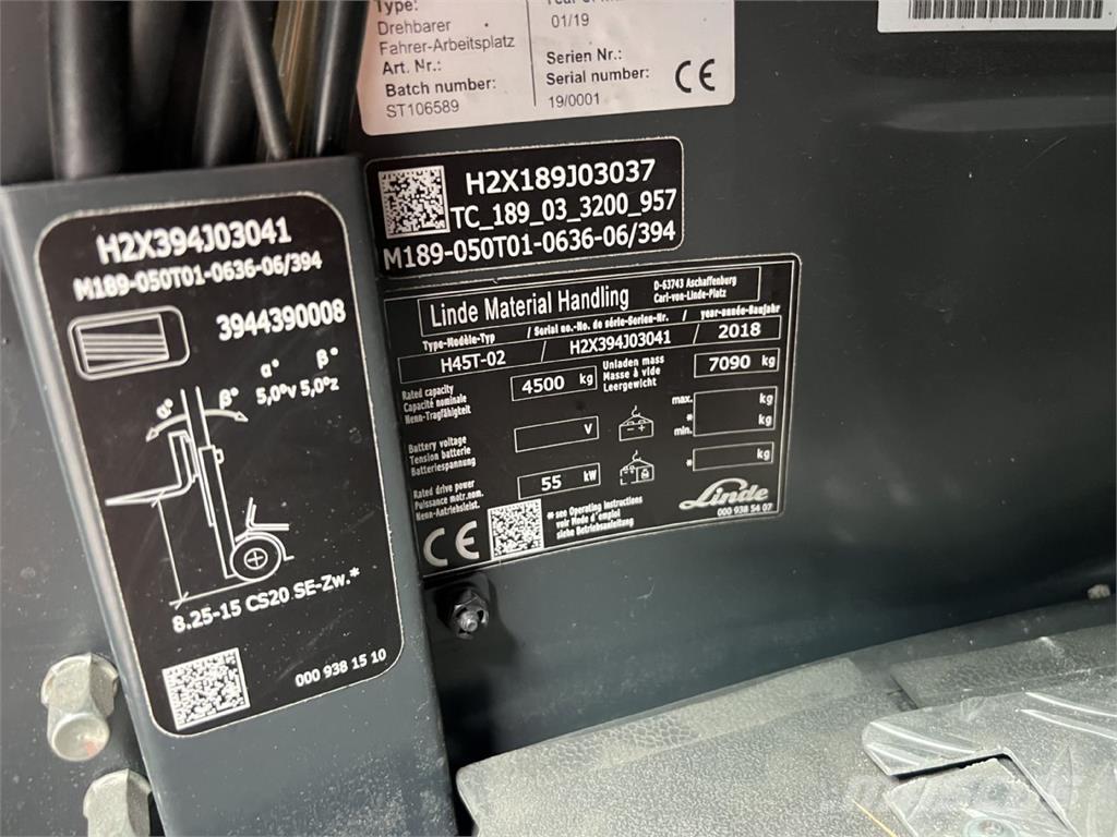 Linde H45T-02 Περονοφόρα ανυψωτικά κλαρκ με φυσικό αέριο LPG