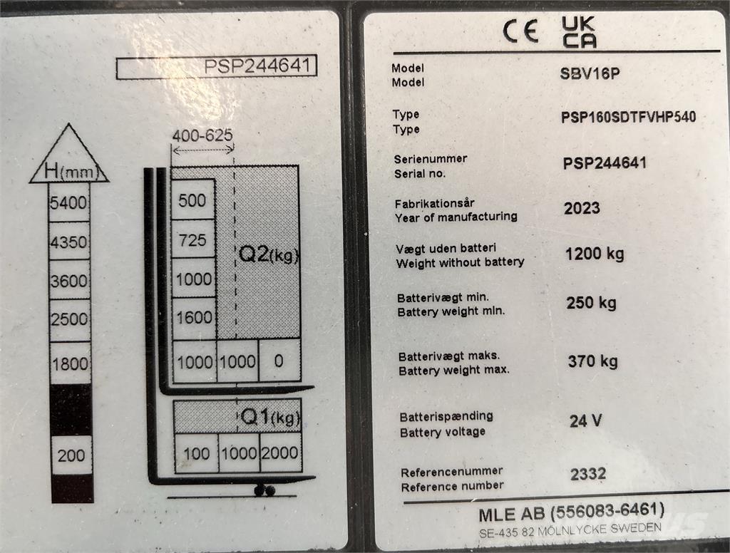 Mitsubishi SBV16PI Ηλεκτρικά παλετοφόρα με ιστό