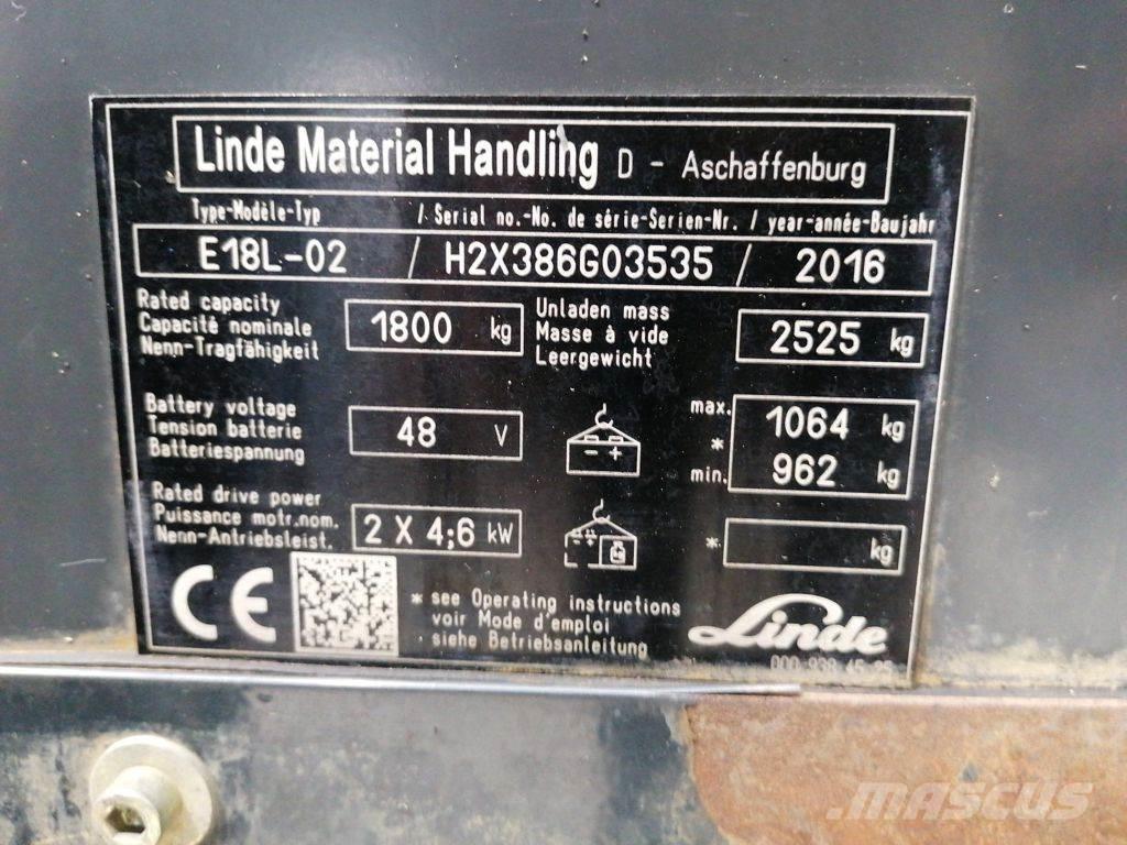 Linde E18L-02 Ηλεκτρικά περονοφόρα ανυψωτικά κλαρκ