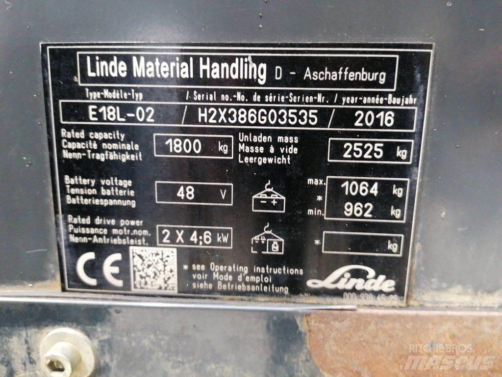 Linde E18L-02 Ηλεκτρικά περονοφόρα ανυψωτικά κλαρκ