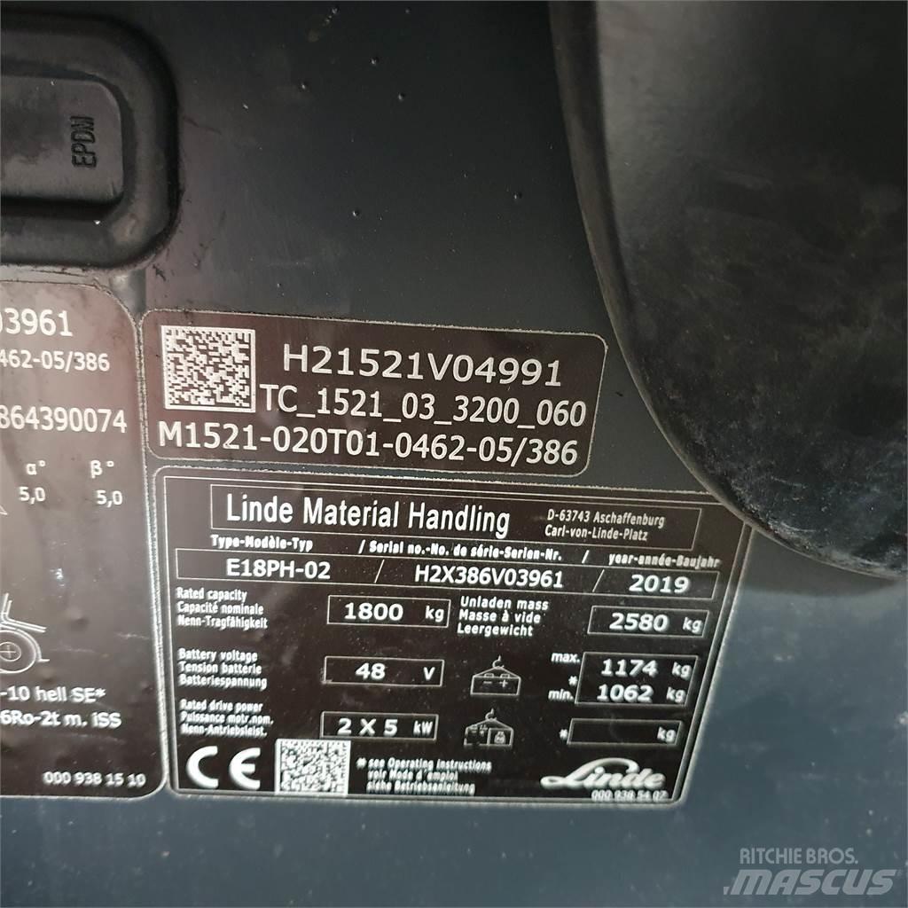 Linde E18PH Ηλεκτρικά περονοφόρα ανυψωτικά κλαρκ
