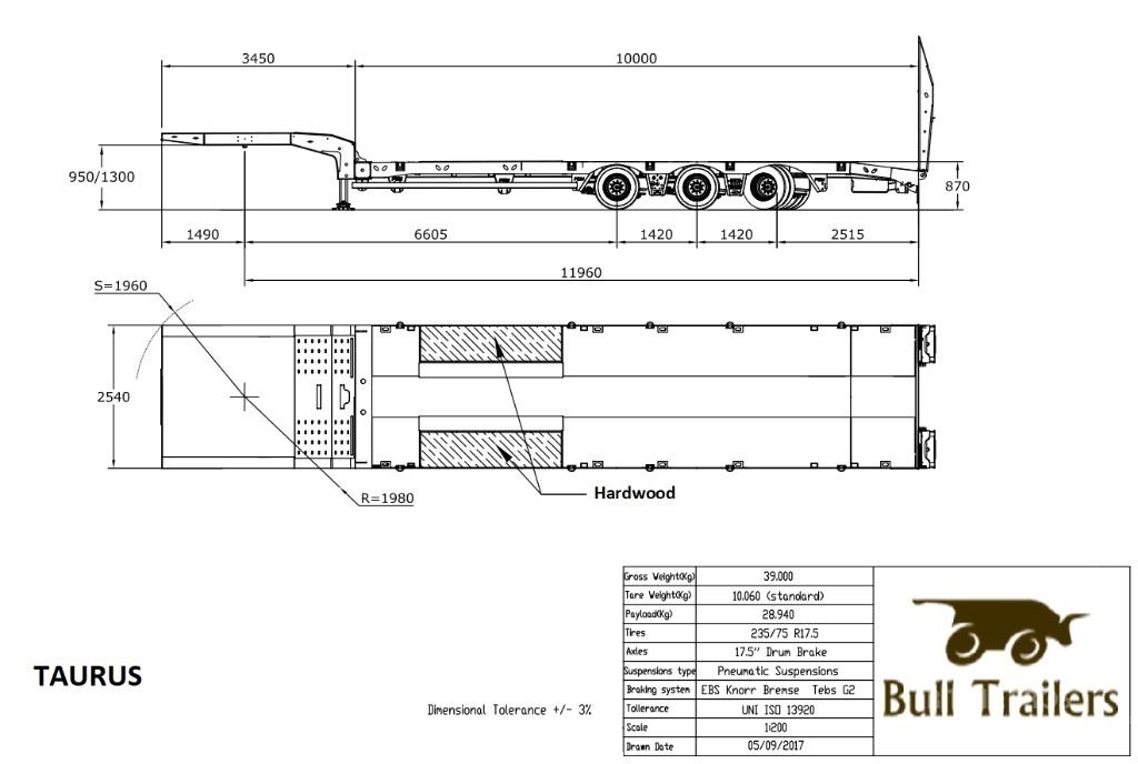 Bull Trailers Taurus Επίπεδες/πλευρικώς ανοιγόμενες ημιρυμούλκες